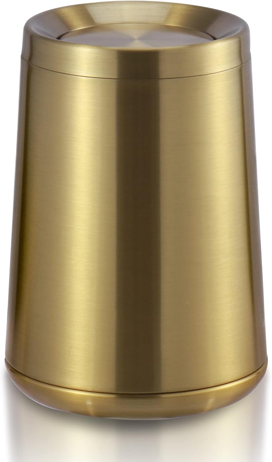 Household Swing Gold Bathroom Trash Can，Brushed Stainless Steel，10 L/3 Gallen，Garbage Can with