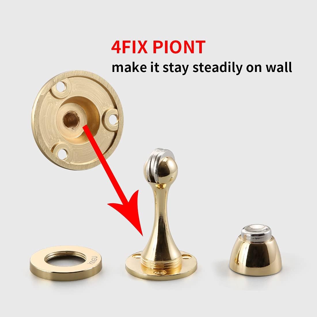 YAGU 2 Pack Magnetic Door Stoppers Holder, Zinc Alloy Bright Gold Door Stops Catch Wall Floor