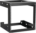 9U Wall Mount Rack Open Frame 19 Inch Server Equipment 2 Post Network Cabinet 18 inches Depth Black
