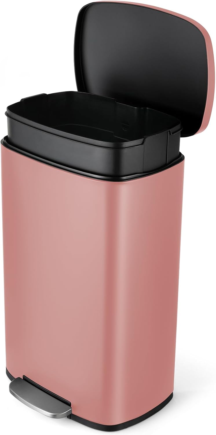 8 Gal Kitchen Trash Can, 30L Recycling or Garbage Bin, Brushed Stainless Steel Waste Basket