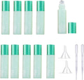 10 Pcs Green Glass Essential Oil Roller Bottles,10ml Empty Refillable Roll on Bottles,Glass Travel