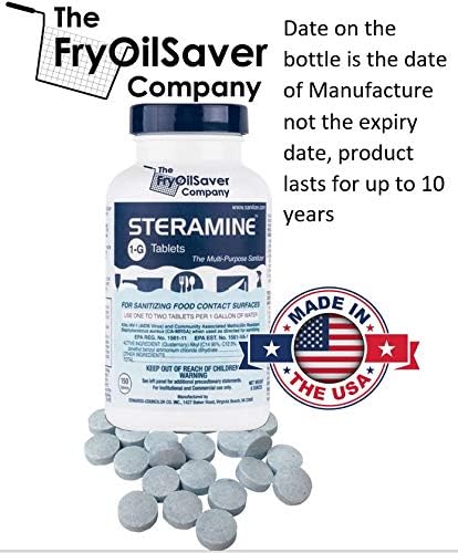1 Bottle Steramine Sanitizer Tablets w/15x QT-10 Test Strips - Multi Purpose Steramine Sanitizing