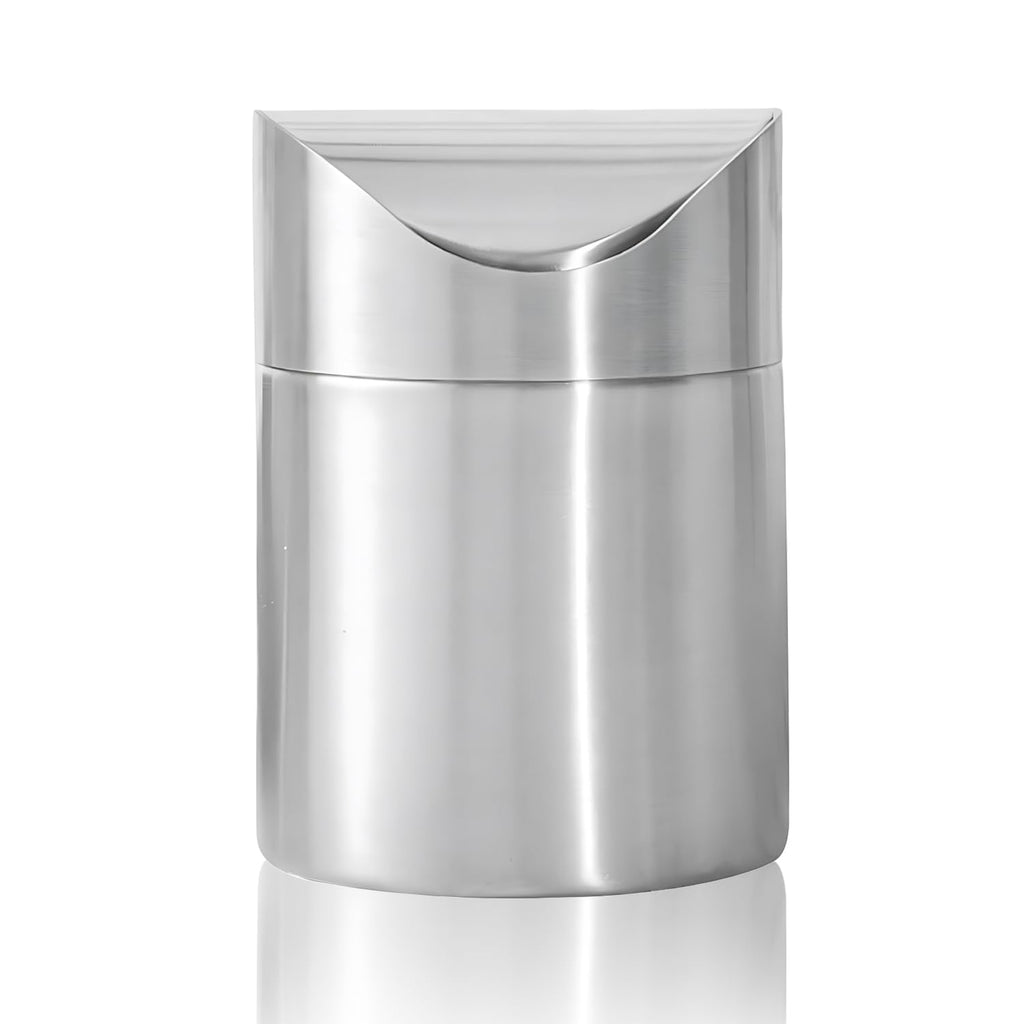 Mini Trash Can, Tiny Desktop Trash Bin with Swing Lid, Stainless Steel Bathroom Countertop Garbage