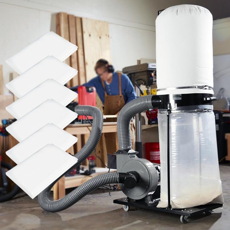 Dust Collector Bags 6pcs two-sided 7mil 19.5" diameter (31" width x 40" length) for Harbor Freight