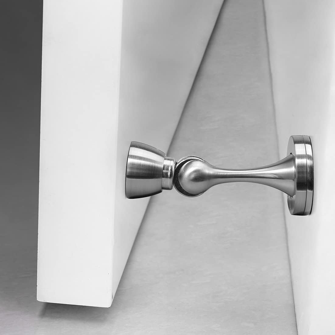 YAGU Silver Door Stopper 6 Pack Magnetic Door Stops Zinc Alloy Brushed Nickel Door Catch Door