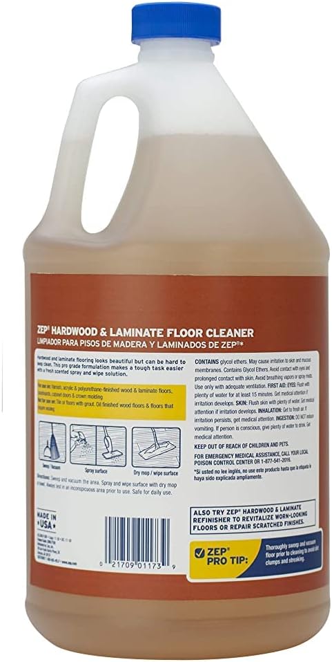 Zep Hardwood and Laminate Floor Cleaner - 1 Gallon (Pack of 2) ECZUHLF1282 - Cleans Spots, Stains