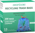 13 Gallon Recycling Trash Bags, 200 Count Drawstring Tall Kitchen Garbage Bags, Pre-Separated