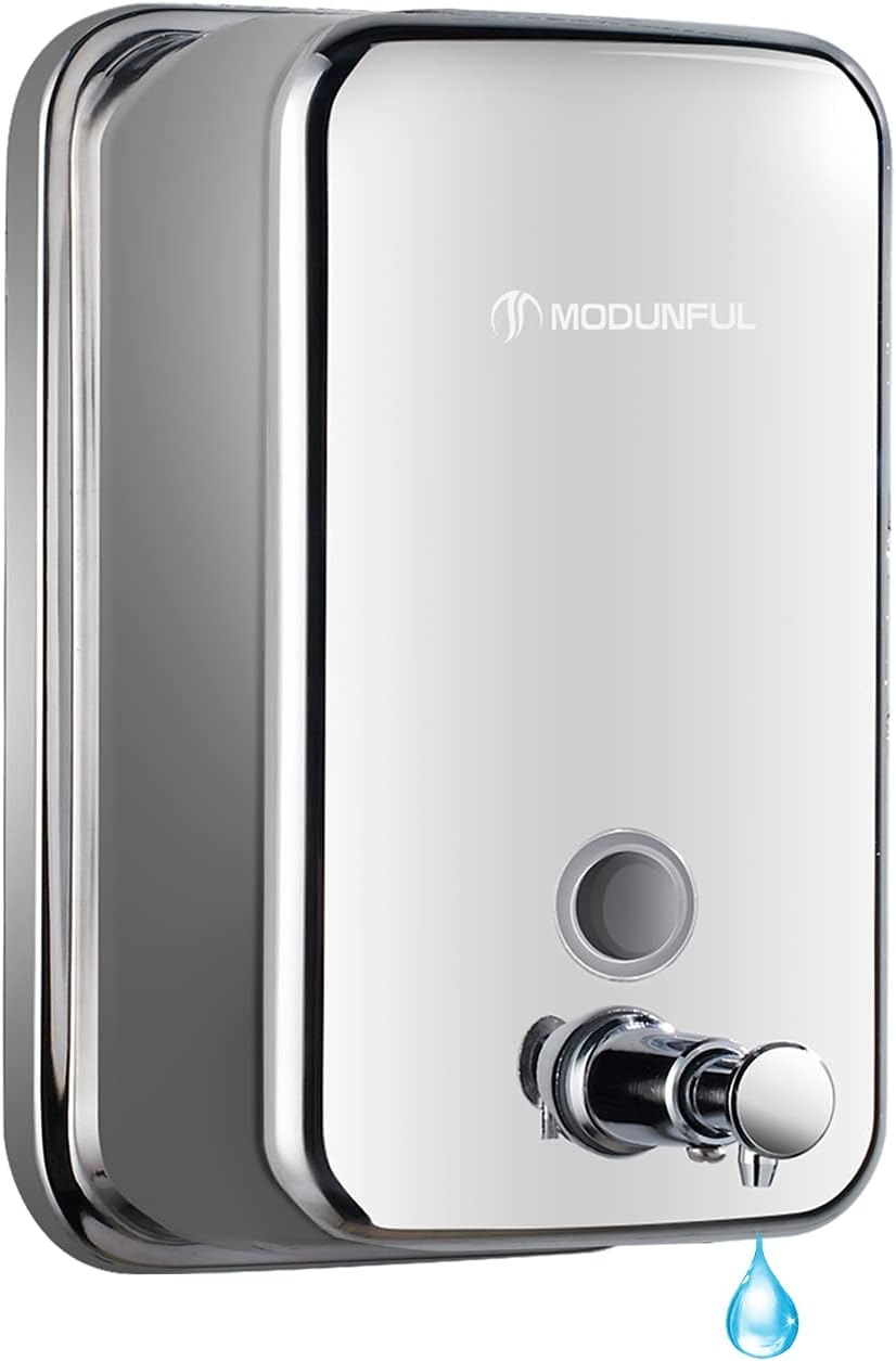 Stainless Steel Soap Dispenser for Home – 16.9oz Wall Mount, Anti-Leak Pump, Brushed Nickel Finish
