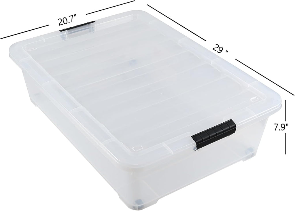 3-Pack 50 Quart Under the Bed Low Profile Storage Boxes, Large Under Bed Storage Bin with Easy