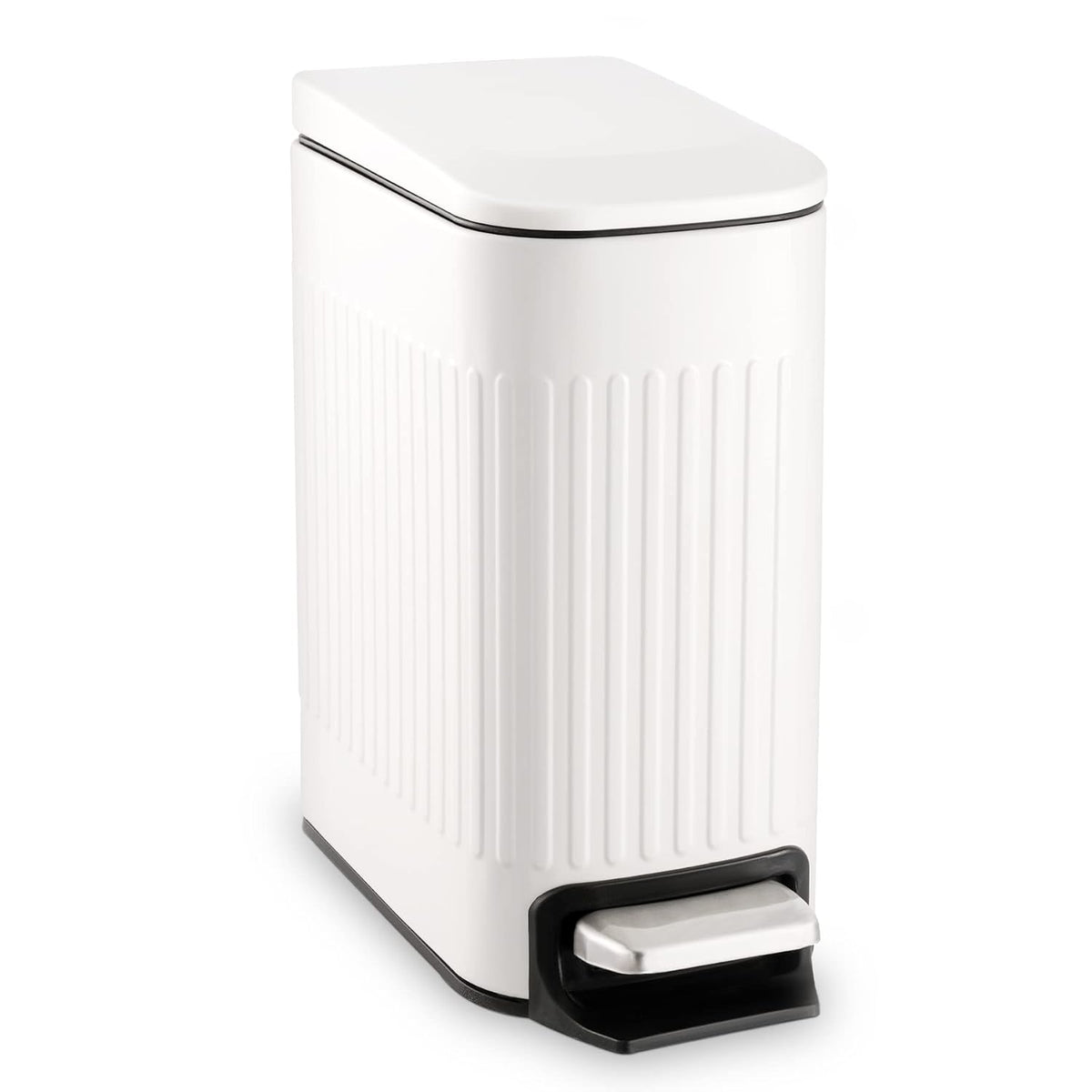 TrashAid Slim Bathroom Trash Can with Lid Soft Close, 6 Liter/1.6 Gallon Stainless Steel Small
