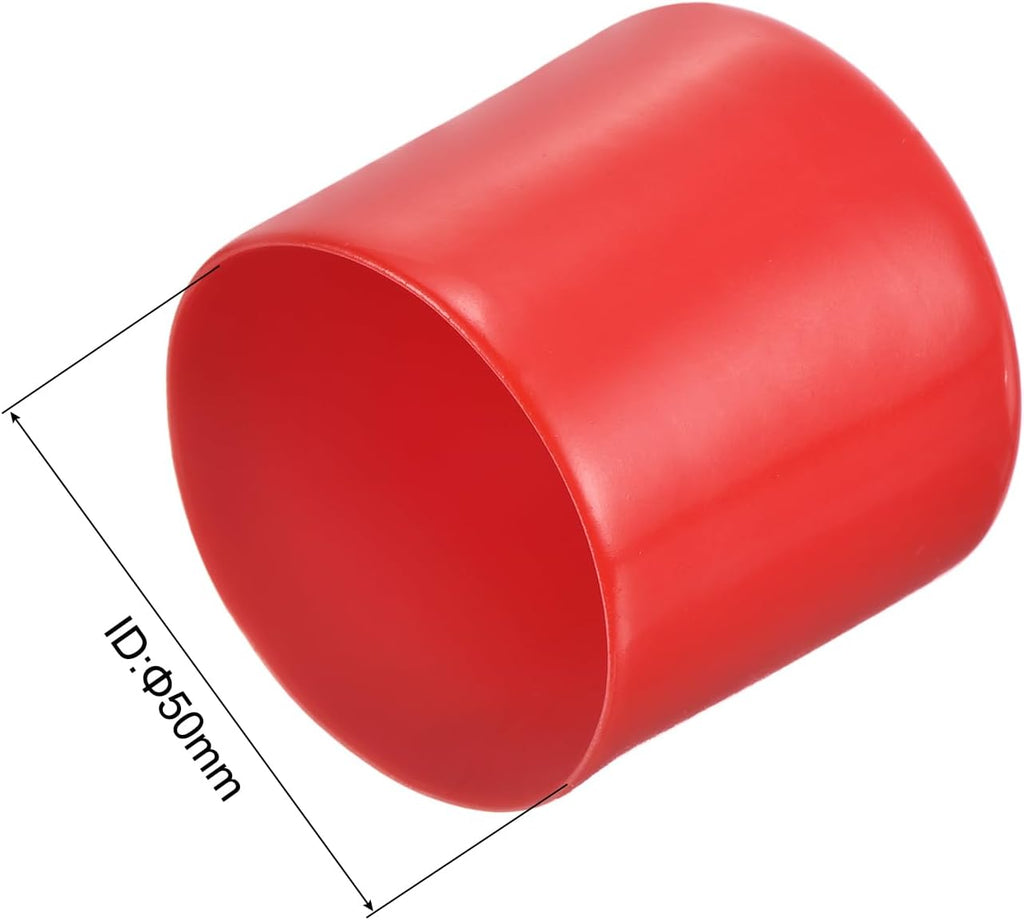 uxcell 20pcs Rubber End Caps 50mm ID Vinyl Round Tube Bolt Cap Cover Thread Protectors Red