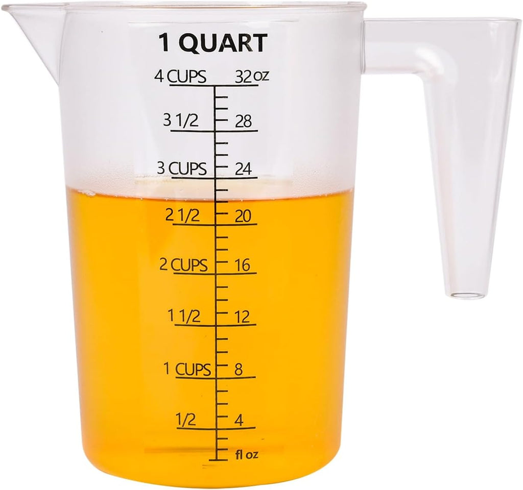 Food-Grade Plastic Measuring Pitcher – 32 Ounce & 4 Cups Measuring Cups with Handle for Liquid