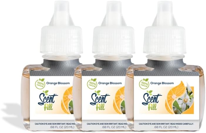 Scent Fill 100% Natural Orange Blossom Plug in Air Freshener, Scented Oil Refills, 3 Refills