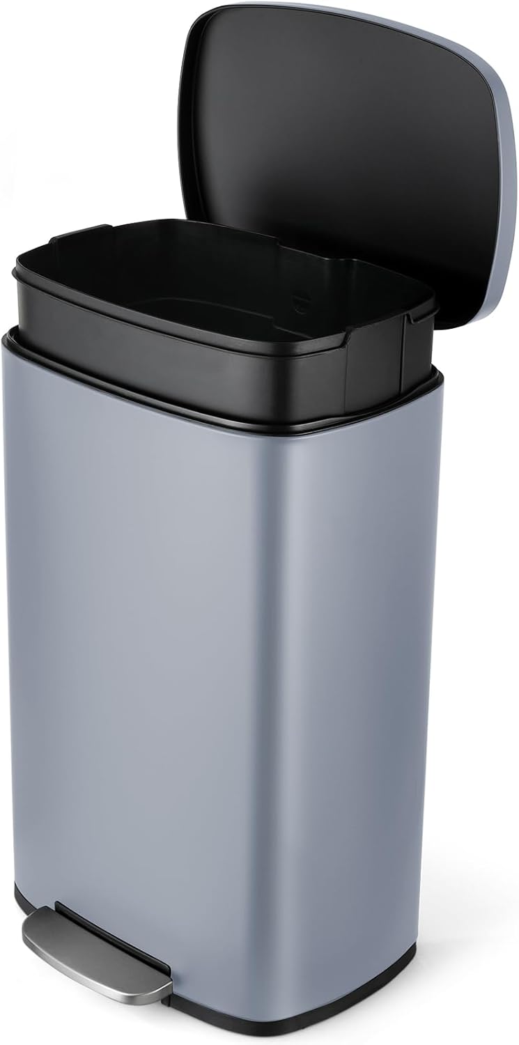 8 Gal Kitchen Trash Can, 30L Recycling or Garbage Bin, Brushed Stainless Steel Waste Basket