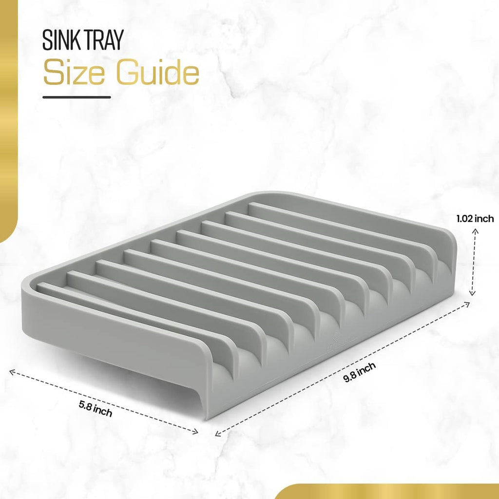 Effilogic Silicone Sponge Holder – Self-Draining Kitchen Sink Organizer, Quick Dry Mat and Counter