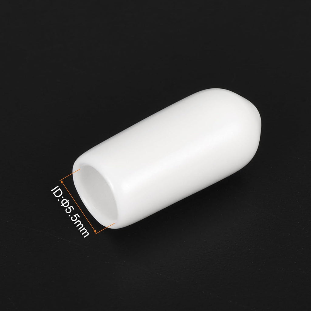 uxcell 20pcs Rubber End Caps 5.5mm ID Vinyl Round End Cap Cover Screw Thread Protectors White