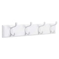 SONGMICS Wall-Mounted Coat Rack, Hook Rack, 4 Dual Metal Hooks, White