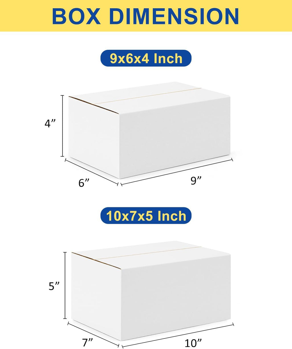 Assorted-Sizes-Shipping-Boxes-40-Pack: 9x6x4 & 10x7x5 Small-Shipping-Boxes-Mailers, White