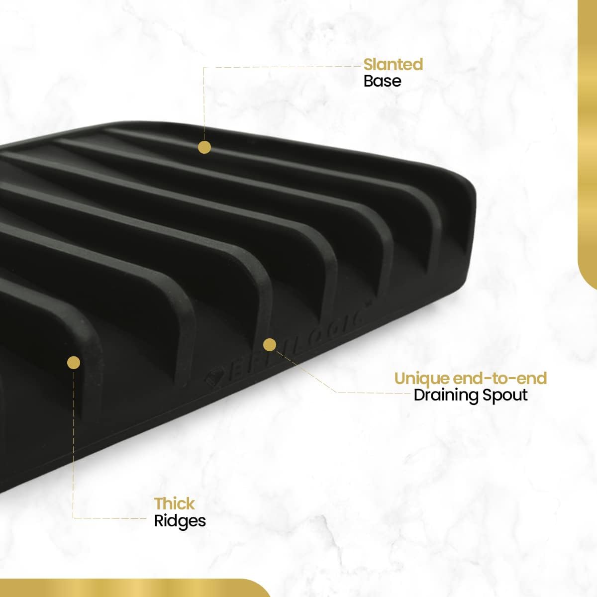Effilogic Silicone Sponge Holder – Self-Draining Kitchen Sink Organizer, Quick Dry Mat and Counter