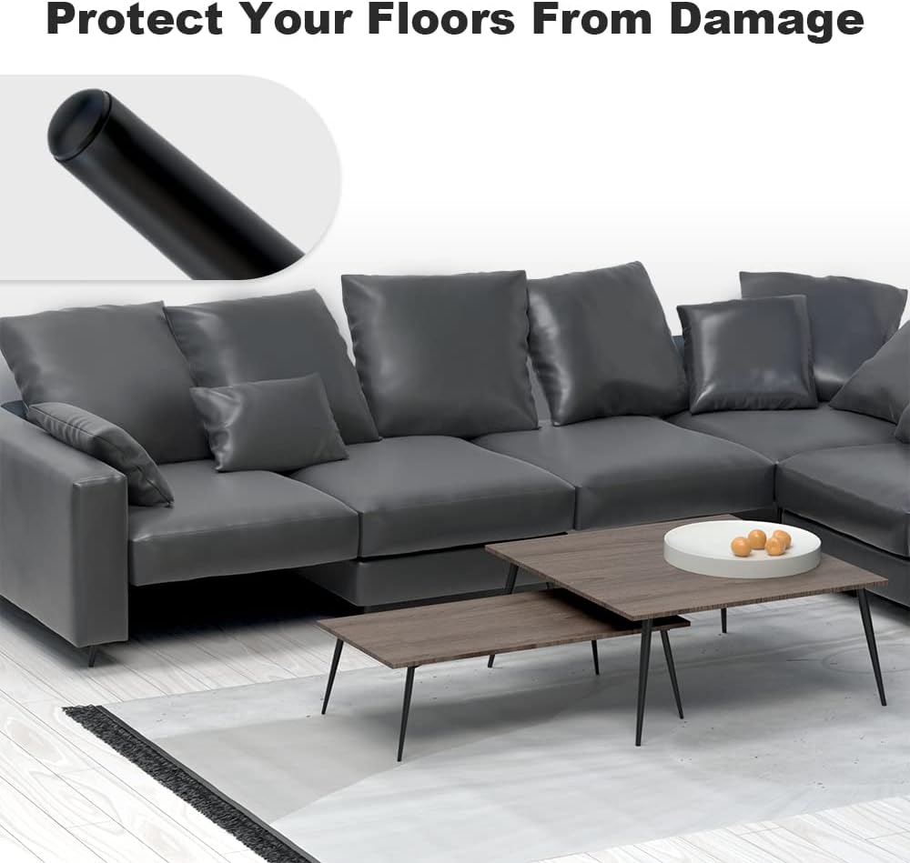 4PCS 16 Inch Matte Black Tapered Angled Legs for Furniture, Metal Mid Century Mordern Feet, Heavy