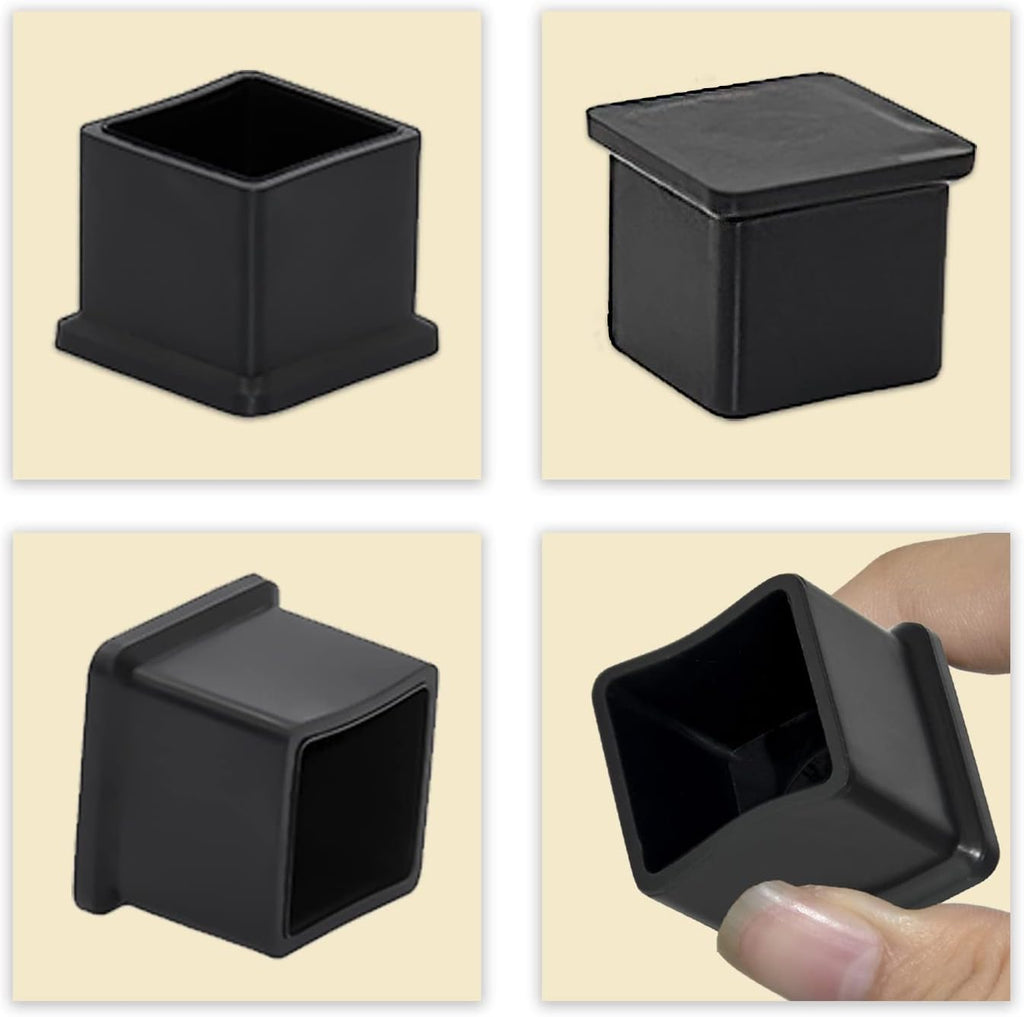 Flyshop 20 Pieces 22 x 22mm PVC Chair Leg Caps Square, Protective Caps for Chair Legs, Floor