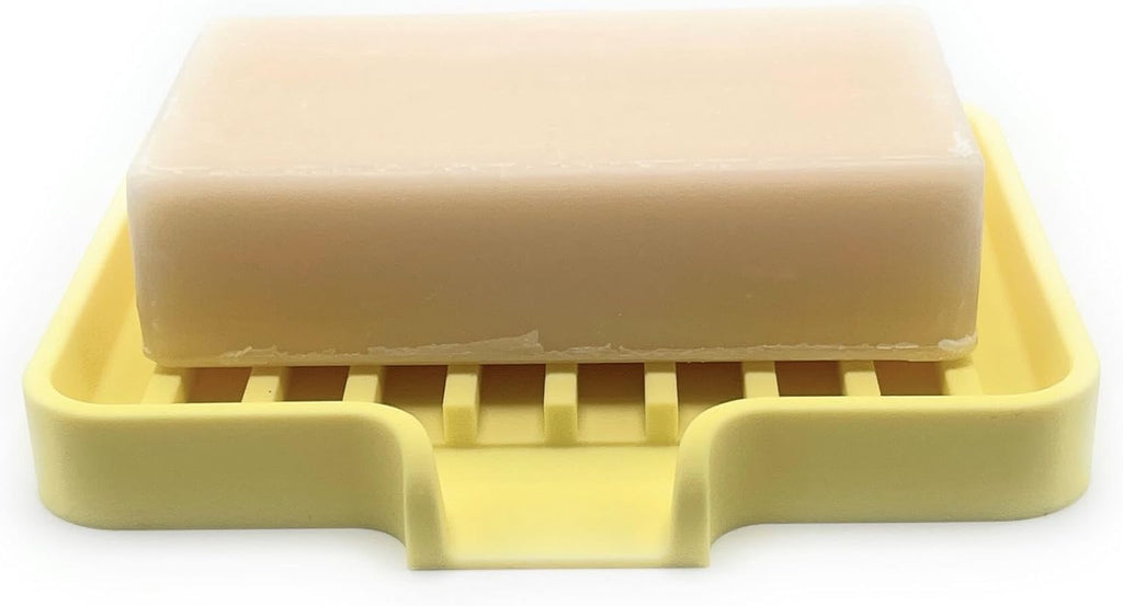 Happitasa Silicone Soap Dish Tray and Sponge Holder with Drain Chute, Pack of 2 | Bathroom and