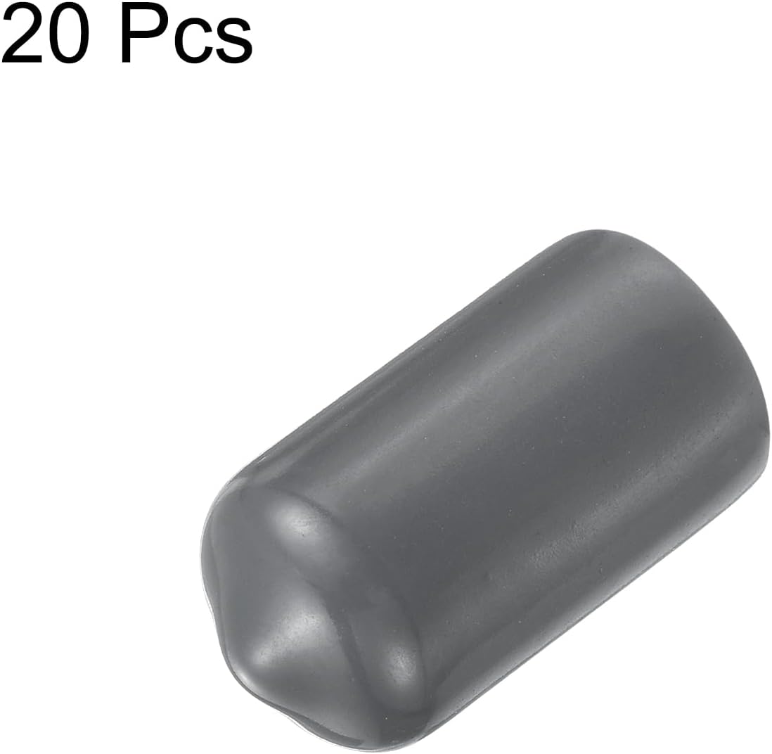 uxcell 20pcs Rubber End Caps 4.5mm ID Vinyl Round Tube Bolt Cap Cover Thread Protectors Dark Grey