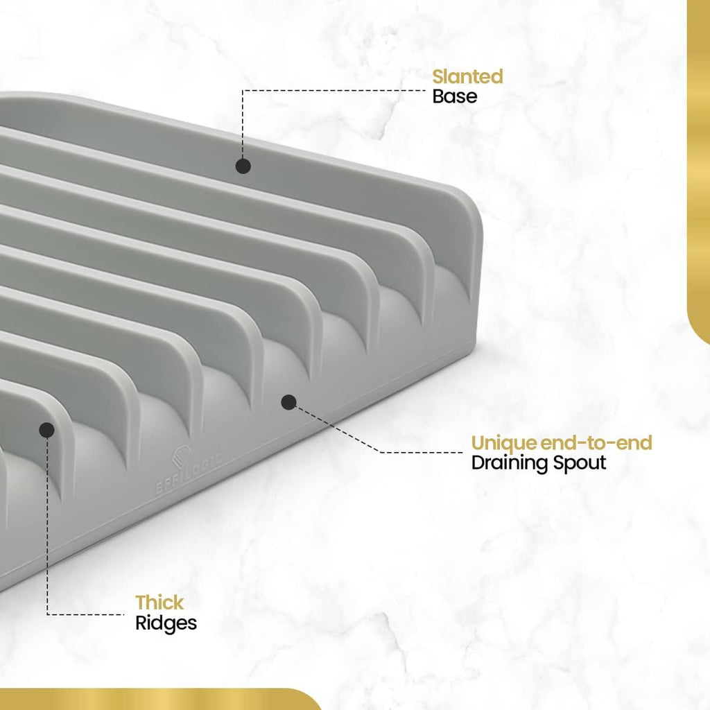 Effilogic Silicone Sponge Holder – Self-Draining Kitchen Sink Organizer, Quick Dry Mat and Counter