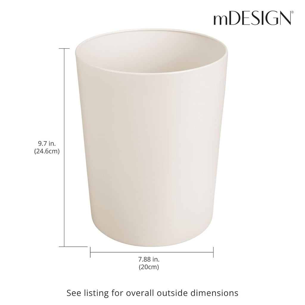 mDesign Round Metal Small 1.7 Gallon Recycle Trash Can Wastebasket, Garbage Container Bin for