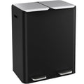 16 Gal (2 x 30 L) Dual Trash Can, Stainless Steel Kitchen Garbage Bin, Recycle Dustbin with Odor
