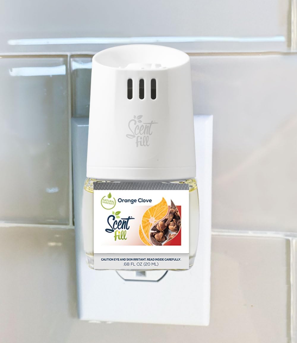 Scent Fill Orange Clove Plug in Air Freshener, 4 Scented Oil Refills