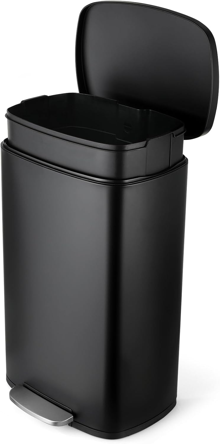 8 Gal Kitchen Trash Can, 30L Recycling or Garbage Bin, Brushed Stainless Steel Waste Basket