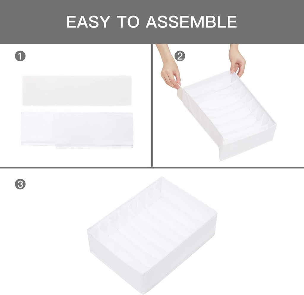Qozary 4 Pack Drawer Organizers for Clothing, 8 Grids Foldable Closet Organizers and Storage Bins