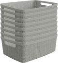 Curver Jute Decorative Plastic Organization and Storage Basket Perfect Bins for Home Office, Closet