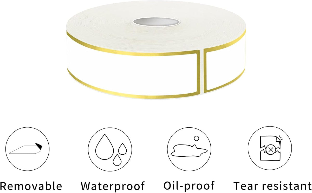 500 Golden Border Removable Freezer Labels Water Oil Resistant with Perforation Line for Food