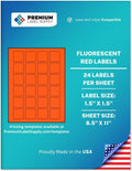 Premium Label Supply Bright Neon Color Fluorescent Sticker Labels - 1.5" x 1.5" Square Labels