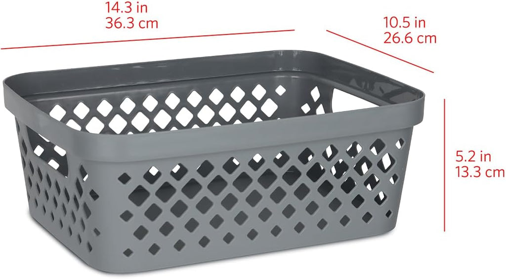 Glad Plastic Storage Basket Set, Value Pack of 6 | Open Storage Bins for Shelves, Bathroom, Pantry