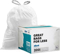 Plasticplace Custom Fit Trash Bags, Compatible with simplehuman Code G (200 Count) White Drawstring