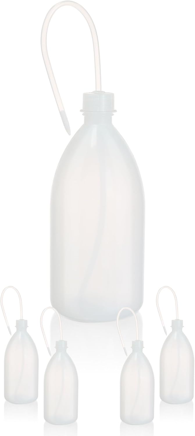 4pcs of Economy Wash Bottles, Vol.1000ml (34oz), Narrow-Mouth Squeeze Bottles Bottles, LDPE
