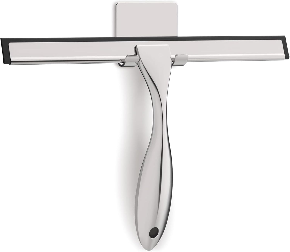 All-Purpose Stainless Steel Shower Squeegee for Glass Doors with Adhesive Hooks, Squeegee for
