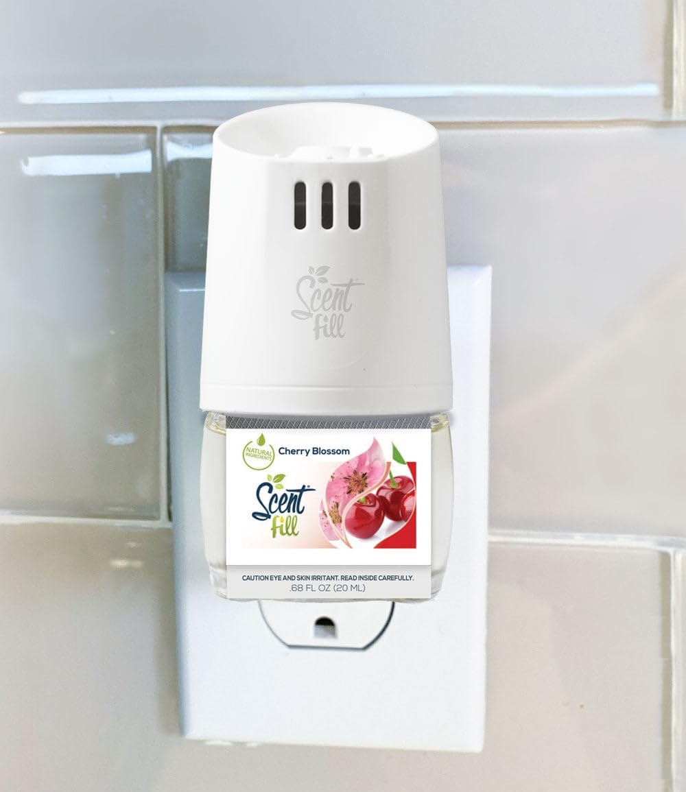 Scent Fill Cherry Blossom Plug in Air Freshener, Scented Oil Refills, 2 Refills + Diffuser
