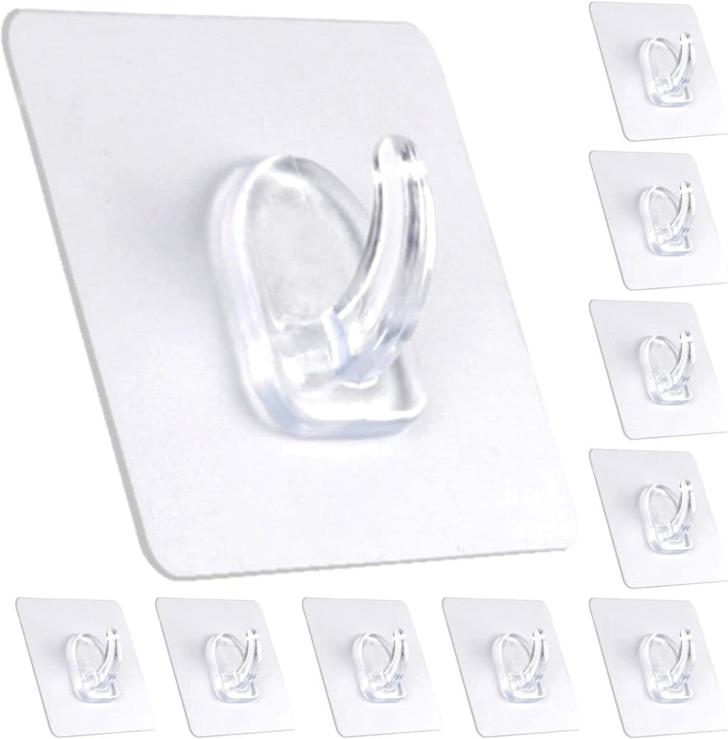 Adhesive Hooks, Heavy Duty Utility Hooks 20 lb(Max) Waterproof and Oilproof Removable, Clear