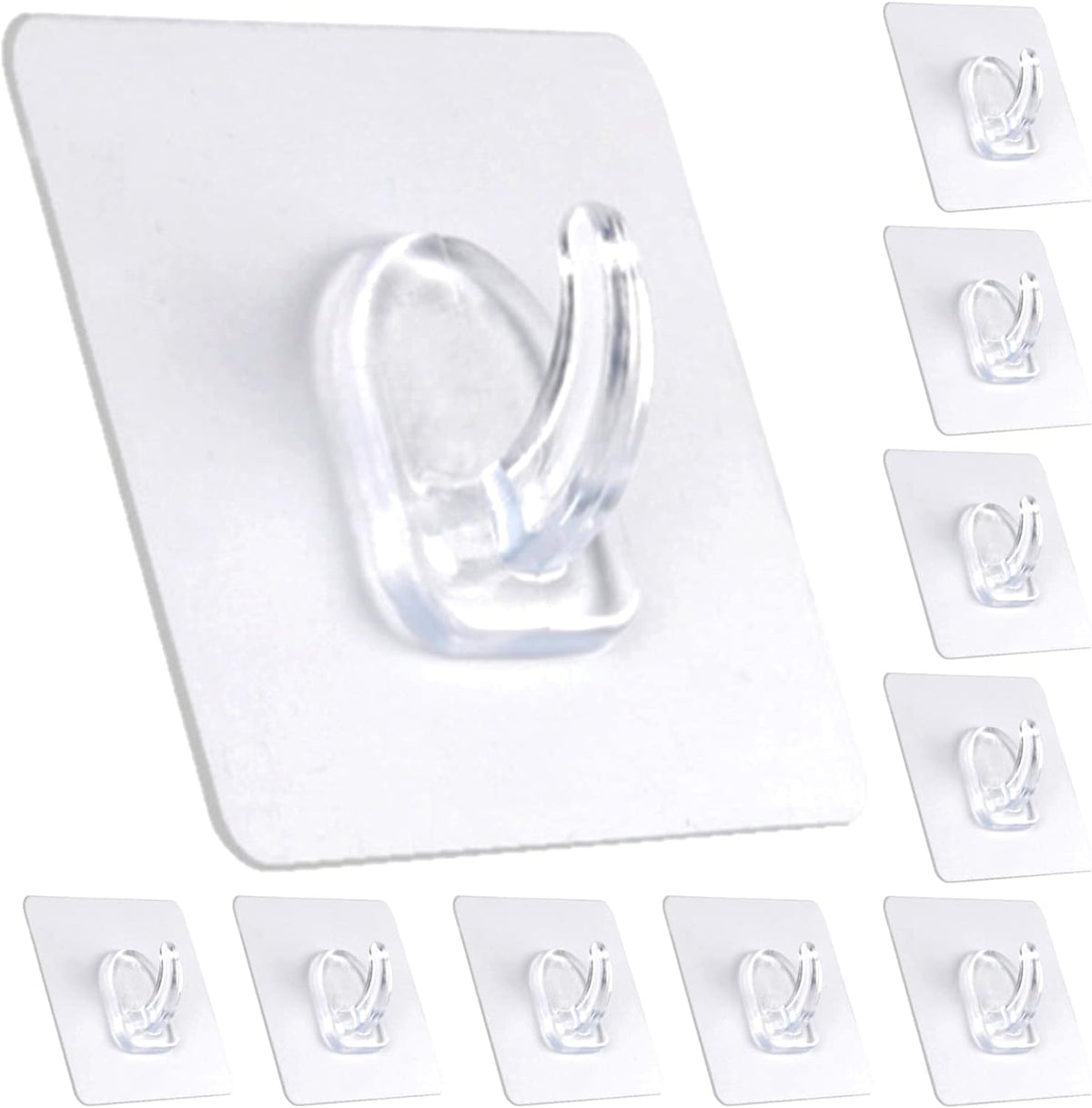 Adhesive Hooks, Heavy Duty Utility Hooks 20 lb(Max) Waterproof and Oilproof Removable, Clear