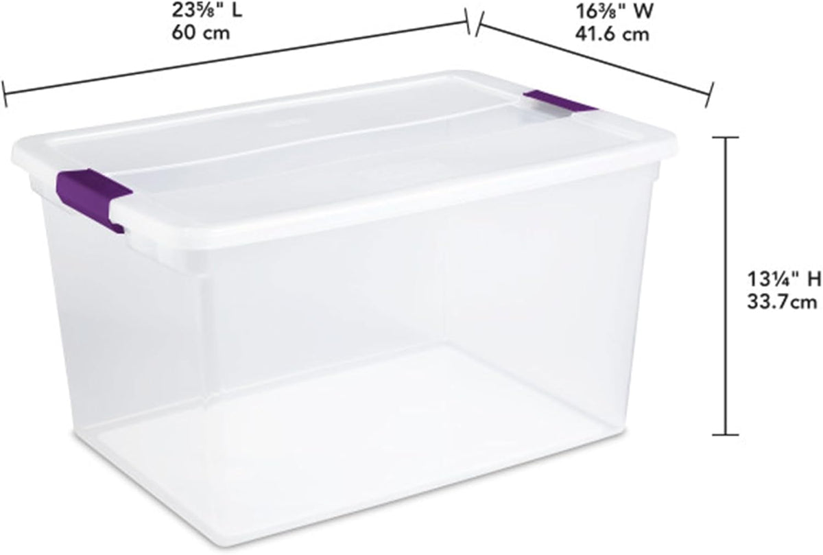 Sterilite 6 Pack 66 Quart ClearView Latch Box, Stackable Organizer Bins with Latching Lids - Clear