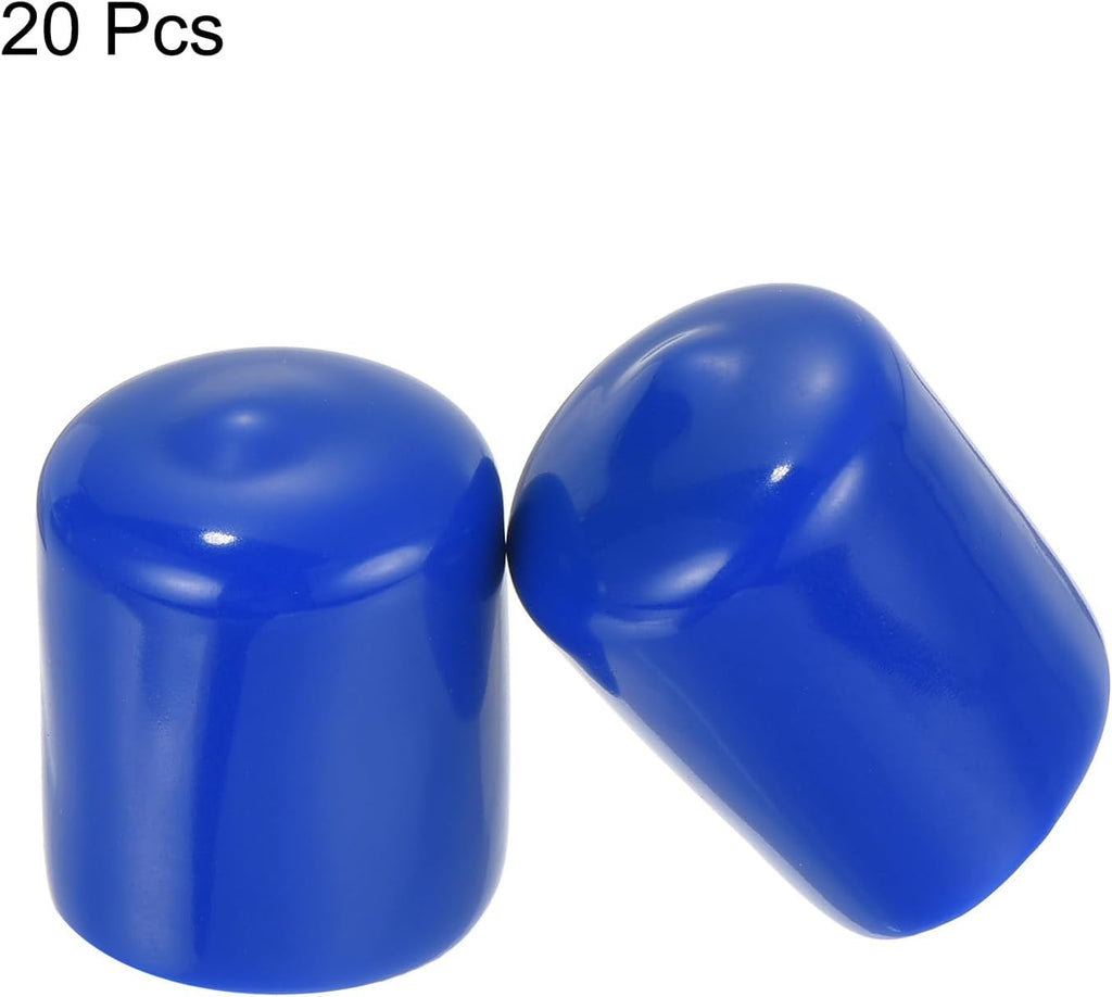 uxcell 20pcs Rubber End Caps 22mm ID Vinyl Round Tube Bolt Cap Cover Screw Thread Protectors Blue