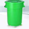 32-Gallon Round Commercial Trash Can with Lid and Dolly – Heavy-Duty Plastic Garbage Bin for