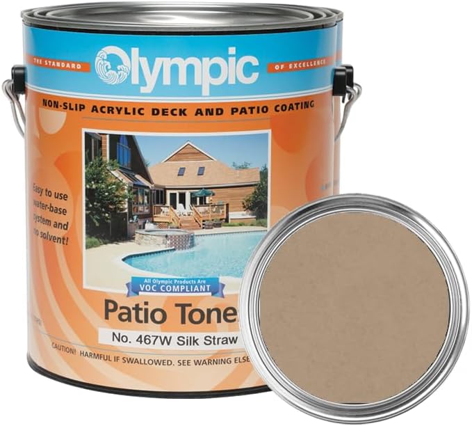 Olympic Patio Tones - Silk Straw - 1 Gallon - Non-slip acrylic deck and patio coating, concrete