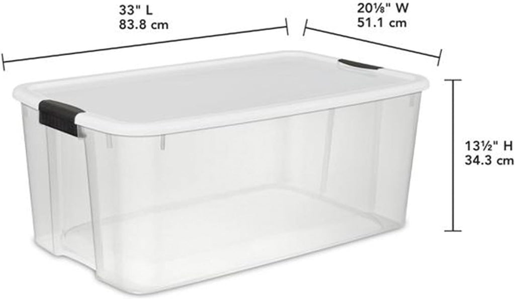 Sterilite 4-Pack Ultra Latching Box, Storage Bins with Lids, Clear Plastic, 116 Quart - Heavy-Duty