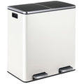 16 Gallon Rectangular Stainless Steel Trash Can, Dual Compartment Garbage Bin with Recycling Combo