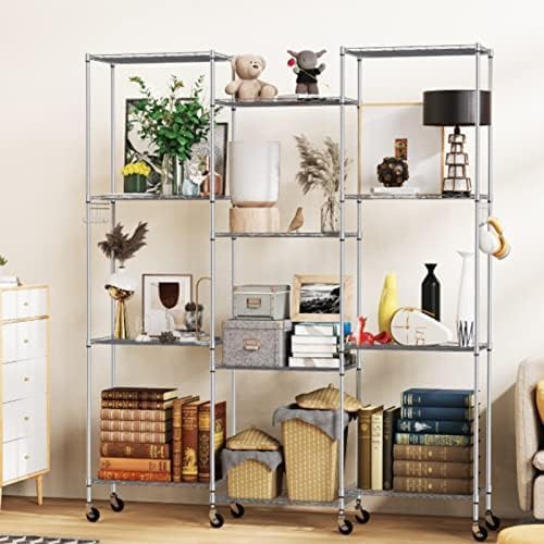 Himimi 6-Tier Wire Shelving Unit with Wheels - Adjustable Metal Storage Rack for Garage, Kitchen